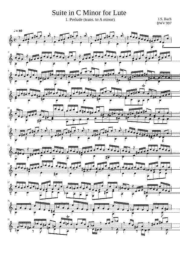 Partitura Fuga Bwv 997