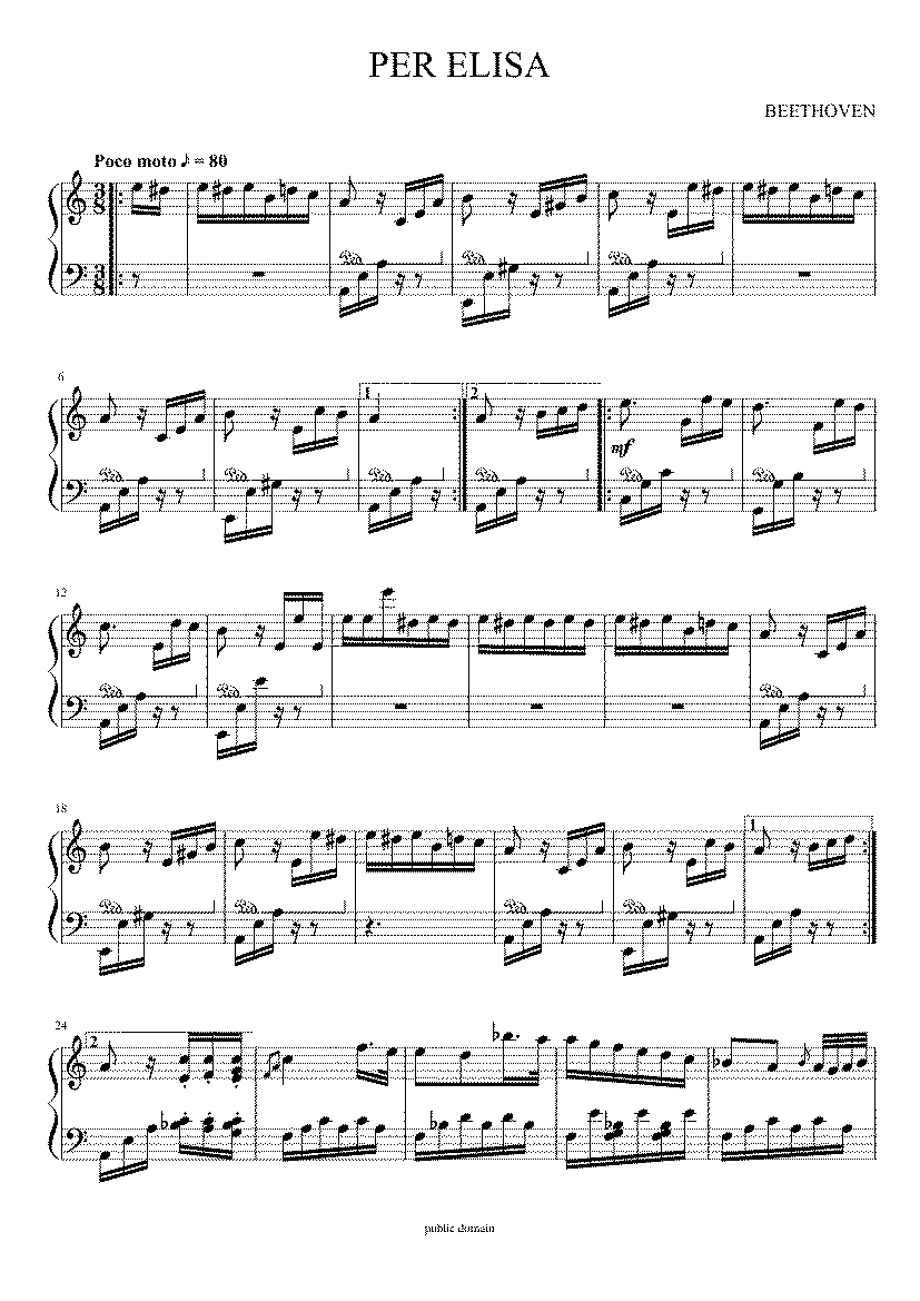 Partitura Fur Elisa