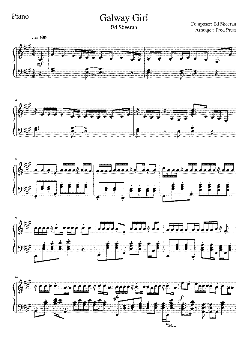 Partitura Galway Girl