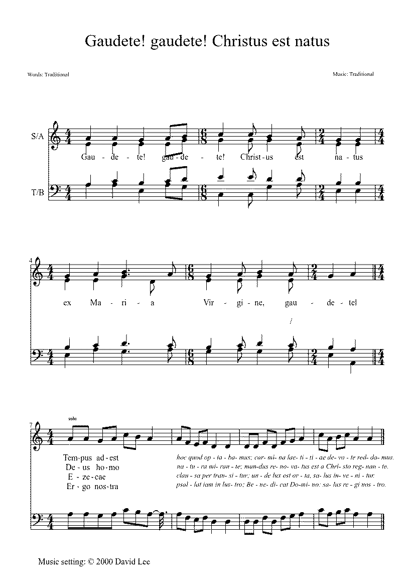 Partitura Gaudete Gaudete Christus Est Natus