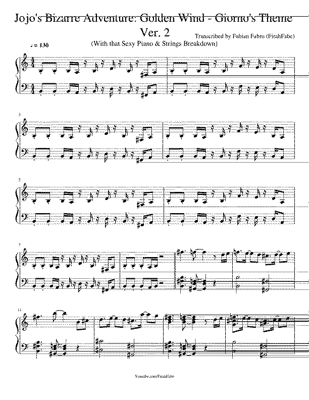 Partitura Giorno's Theme
