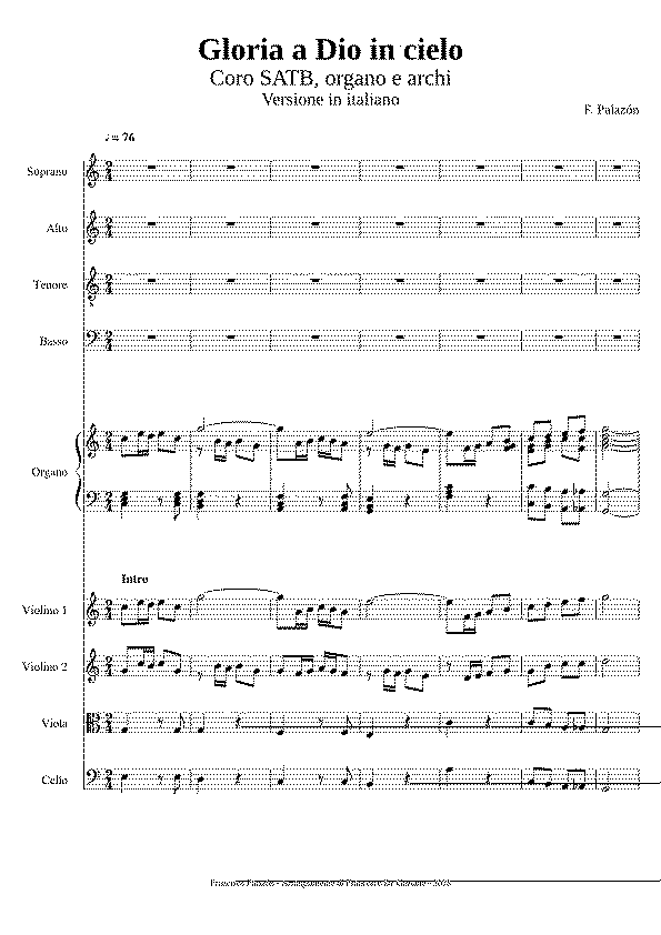 Partitura Gloria a Dios en El Cielo