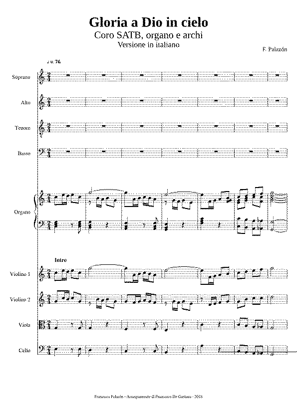 Partitura Gloria a Dios Palazon