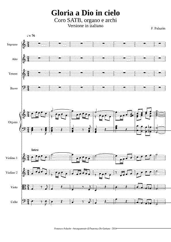 Partitura Gloria Gloria a Dios en El Cielo