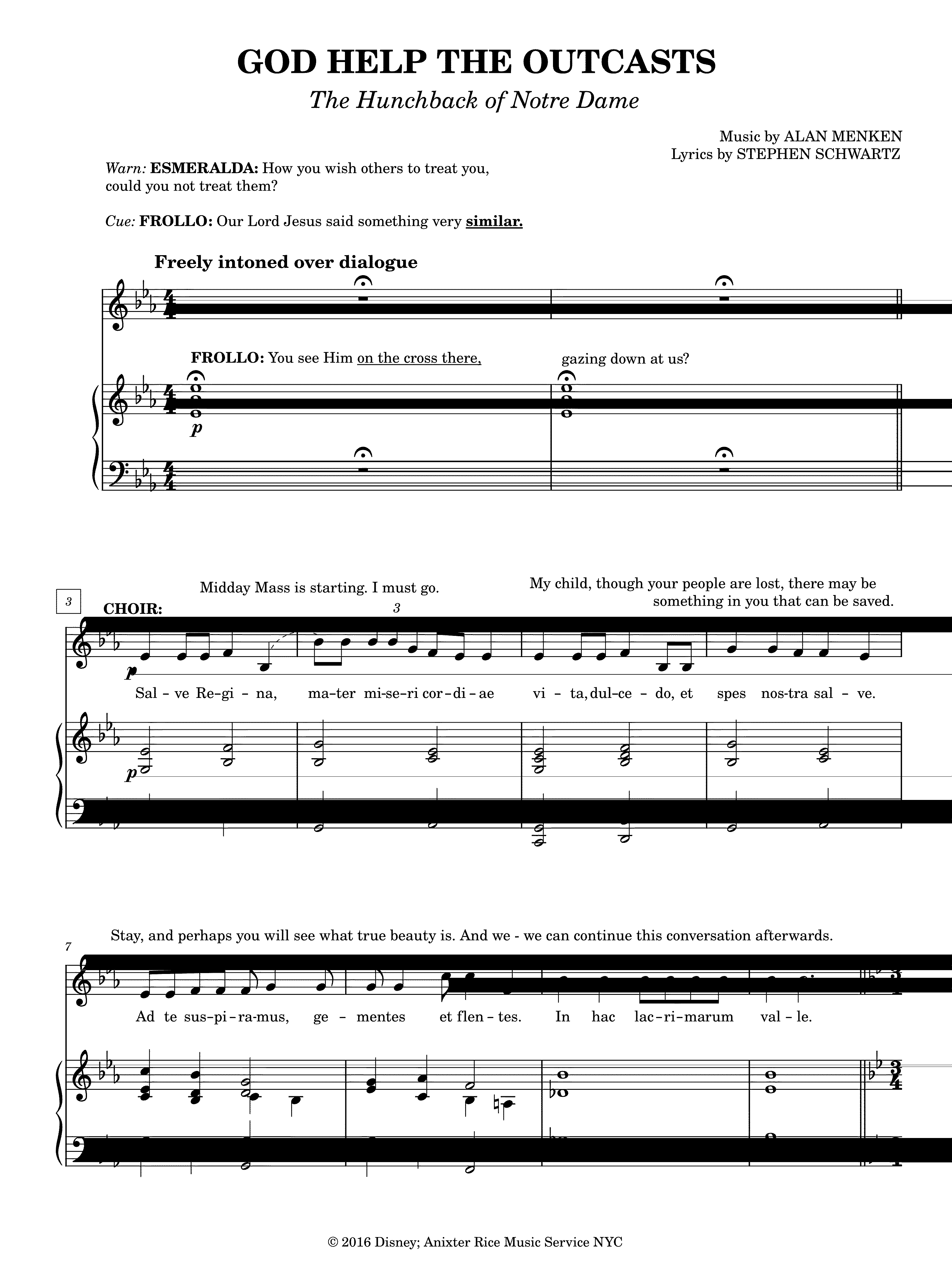 Partitura God Help The Outcasts