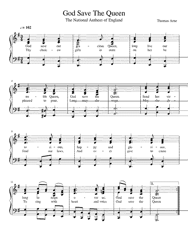 Partitura God Save The Queen