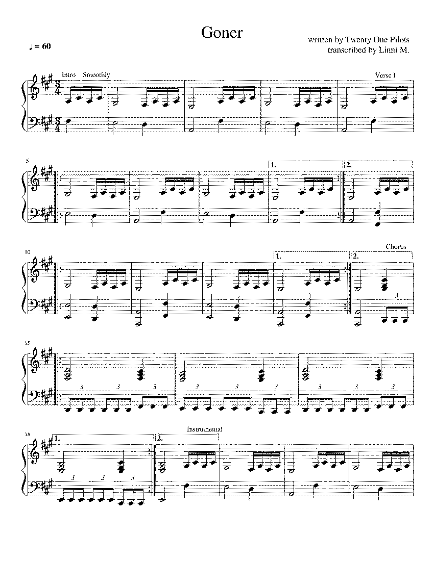 Partitura Goner Twenty One Pilots