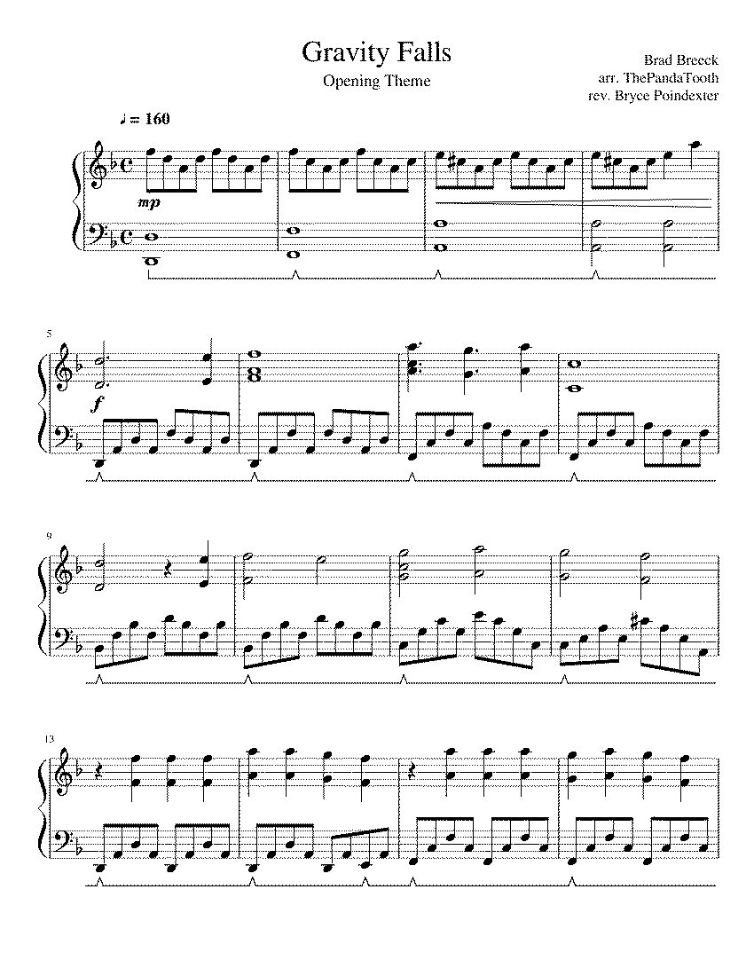 Partitura Gravity Falls Theme
