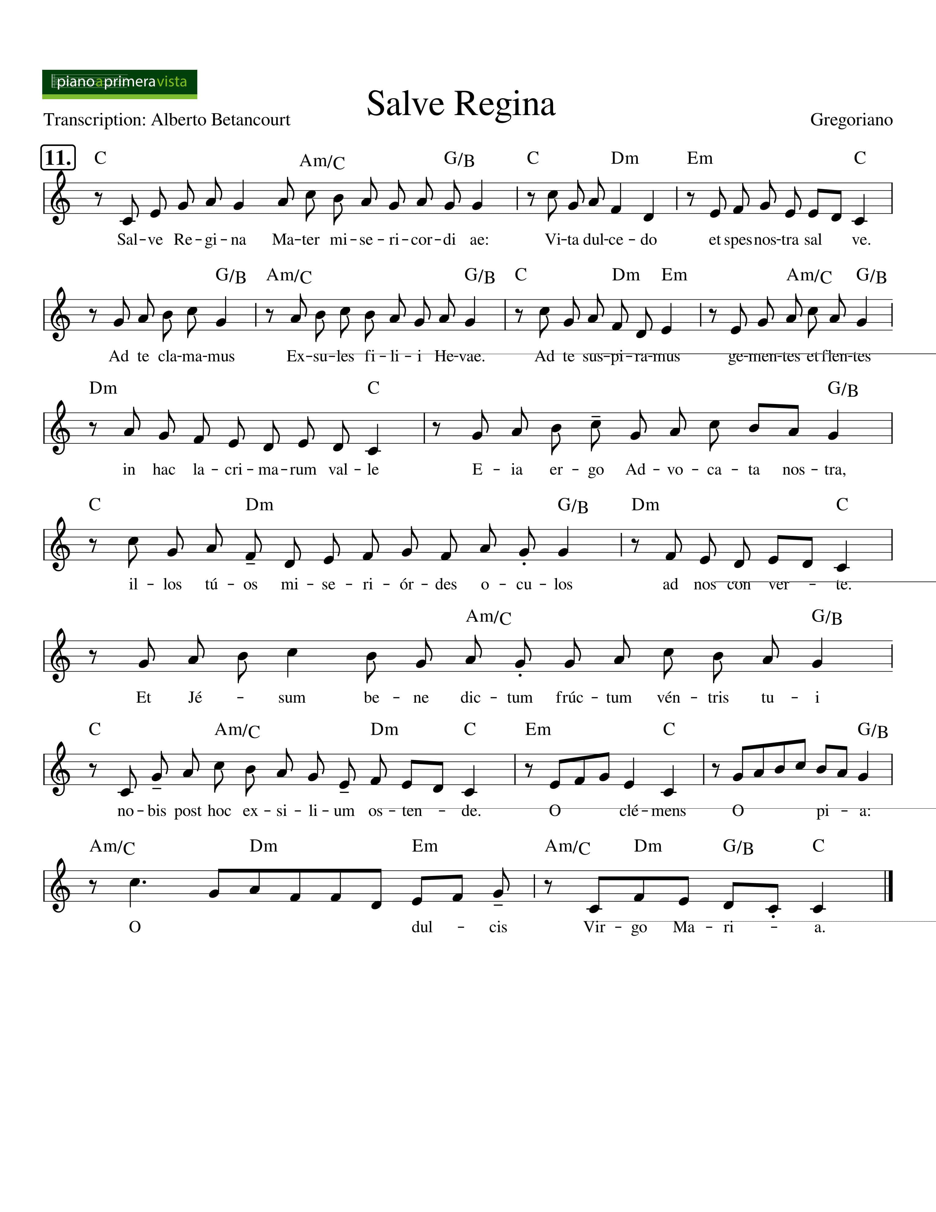 Partitura Gregoriano