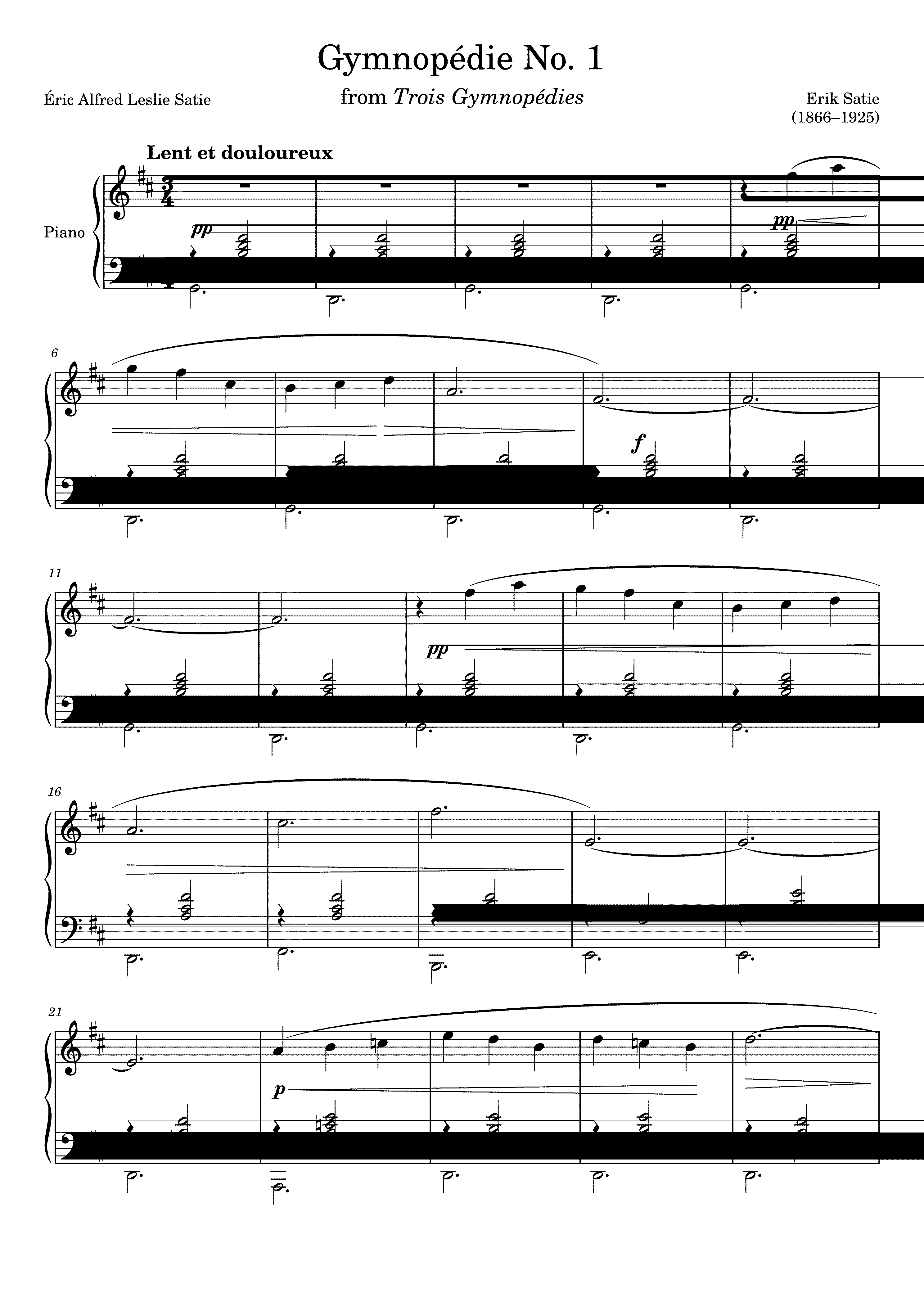 Partitura Gymnopedie No. 1 de Erik Satie