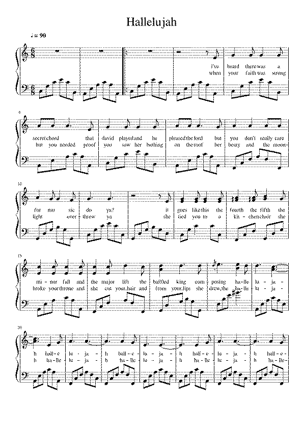 Partitura Hallelujah Cohen