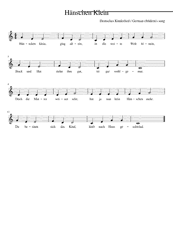 Partitura Hanschen Klein