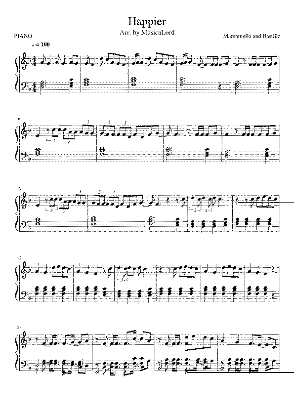 Partitura Happier Marshmello
