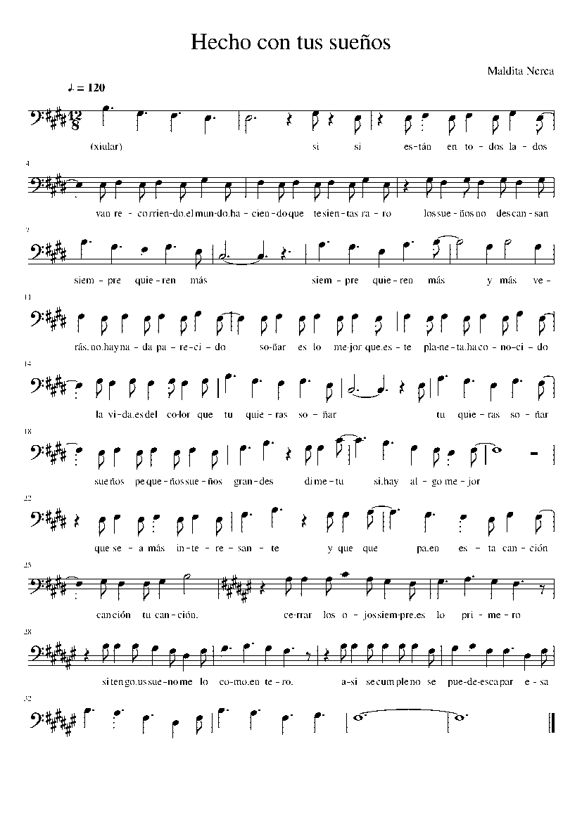 Partitura Hecho Con Tus Sueños