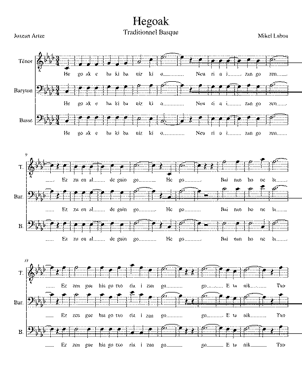 Partitura Hegoak