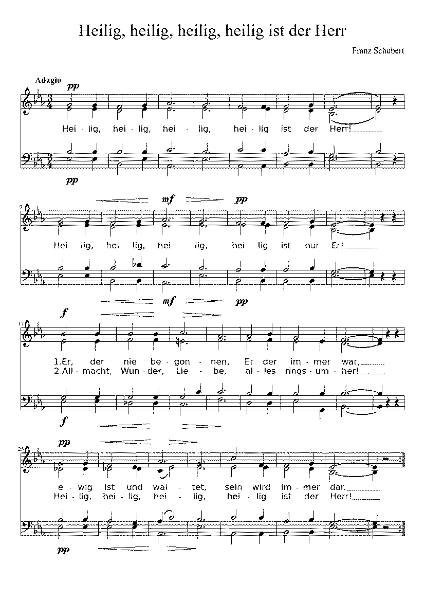 Partitura Heilig Heilig Schubert