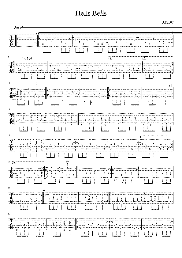 Partitura Hells Bells