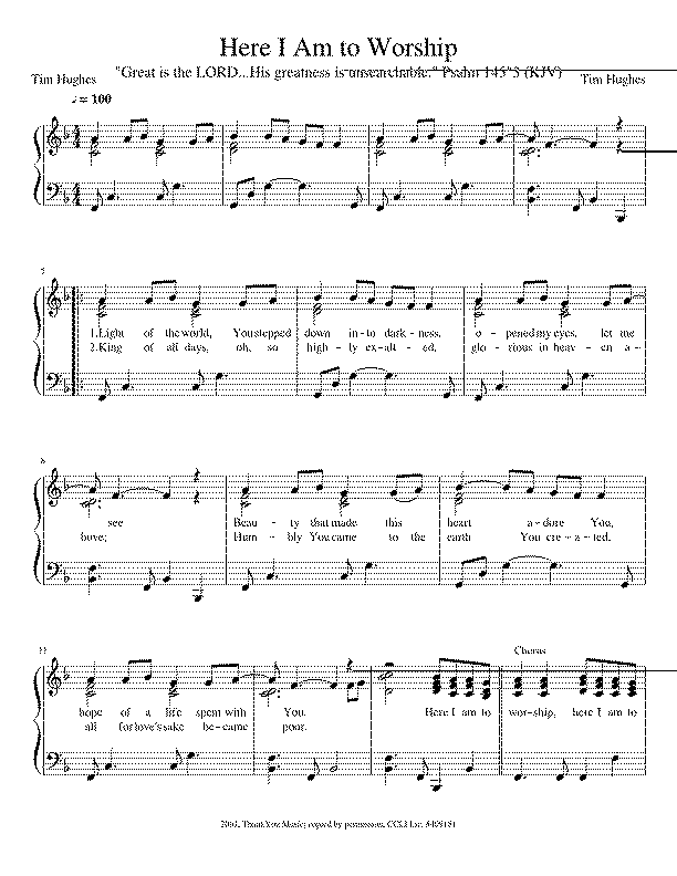 Partitura Here I Am To Worship