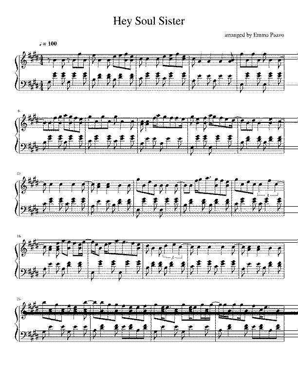 Partitura Hey Soul Sister