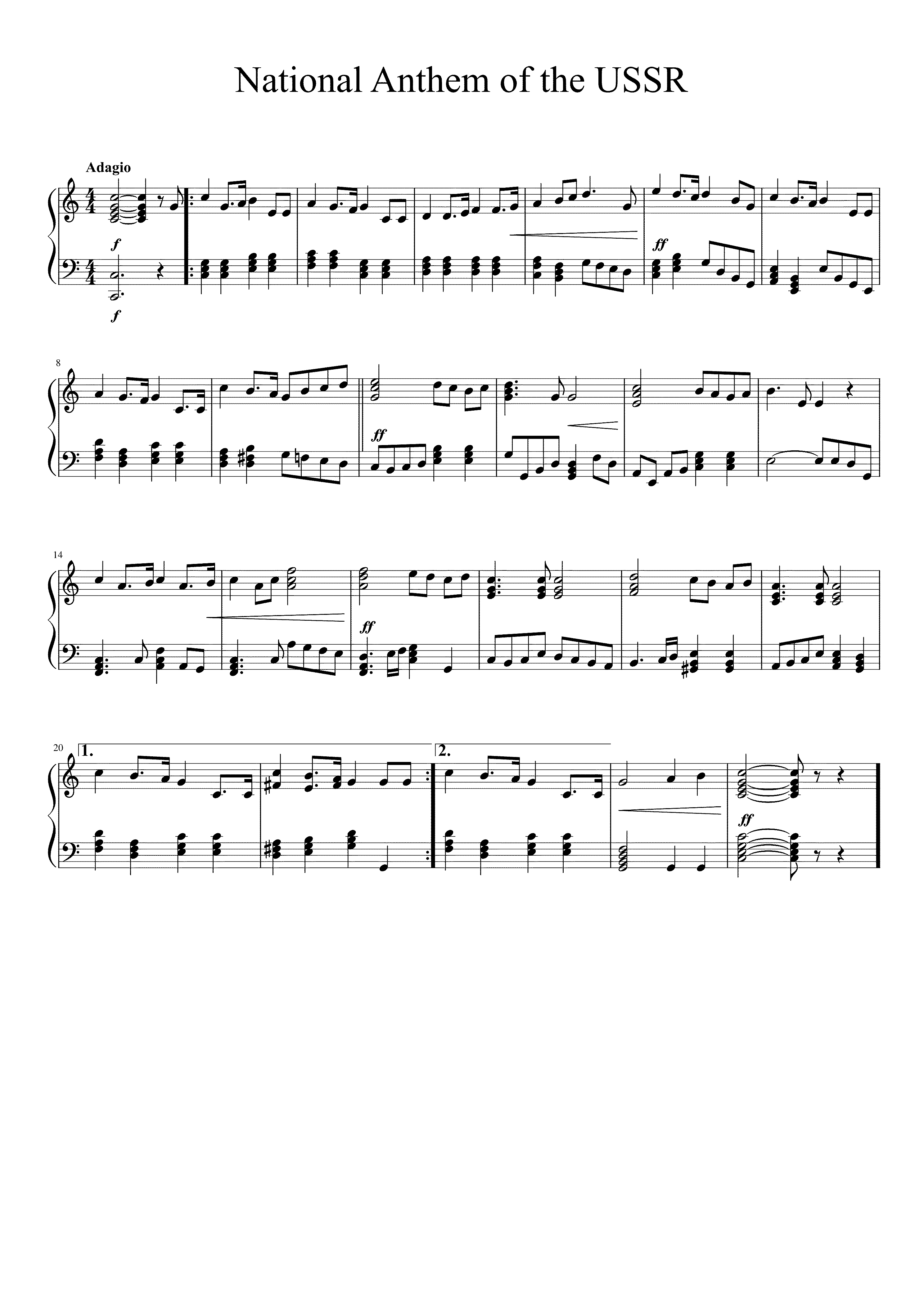 Partitura Himno de la Union Sovietica