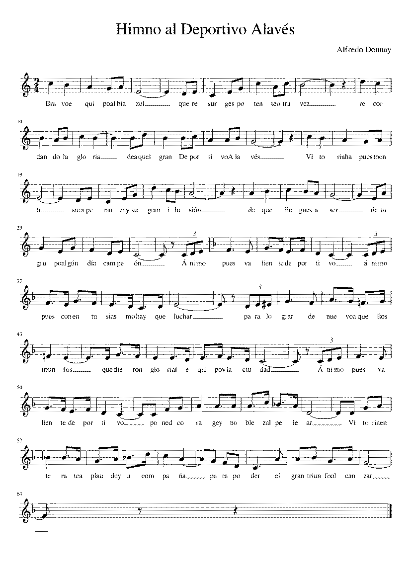 Partitura Himno Deportivo Alaves