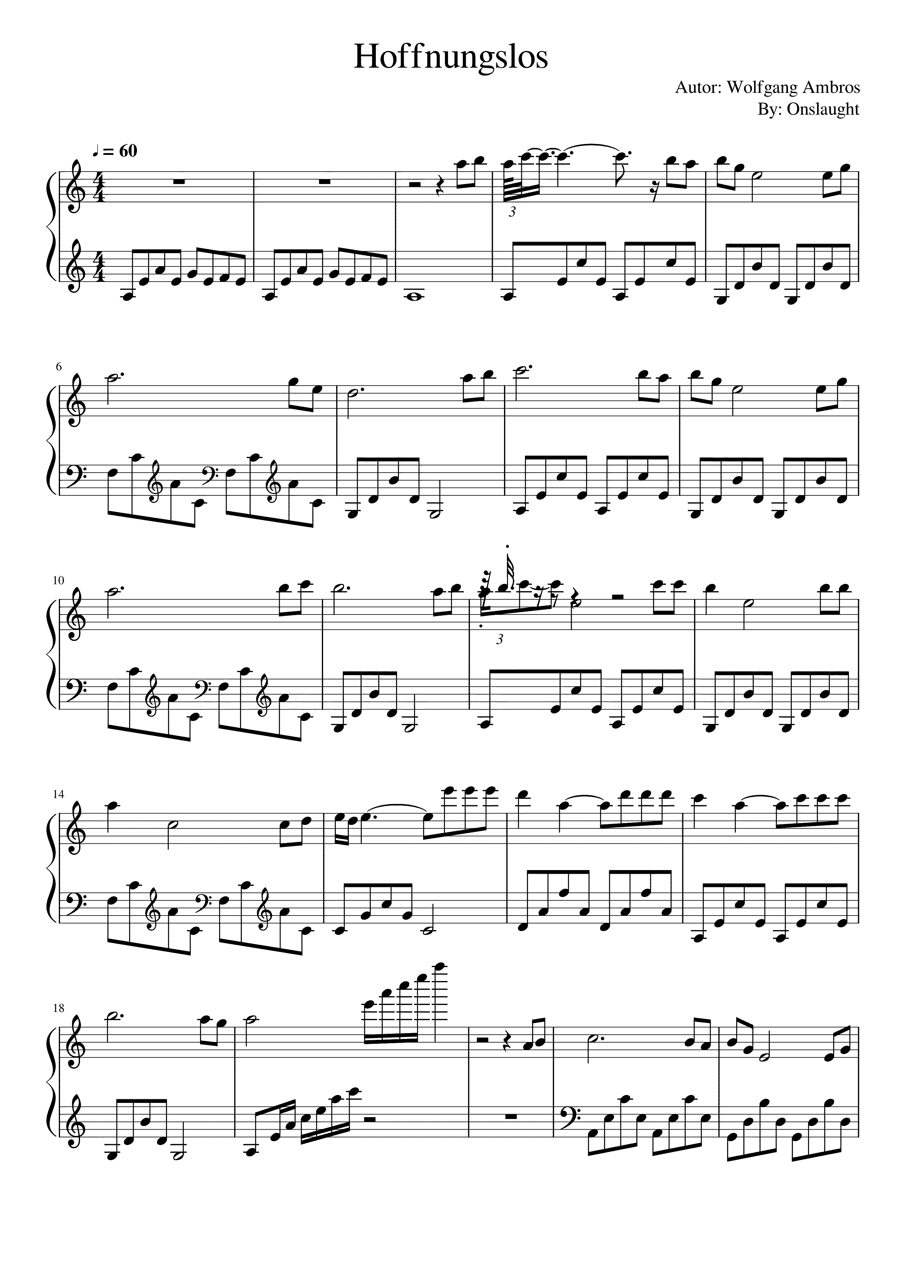 Partitura Hoffnungslos