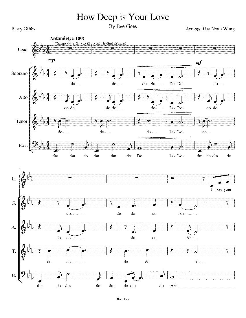Partitura How Deep Is Your Love