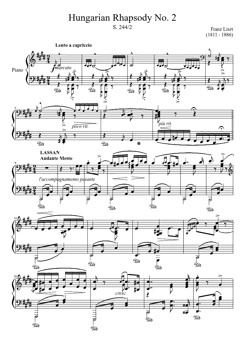 Partitura Hungarian Rhapsody No 2