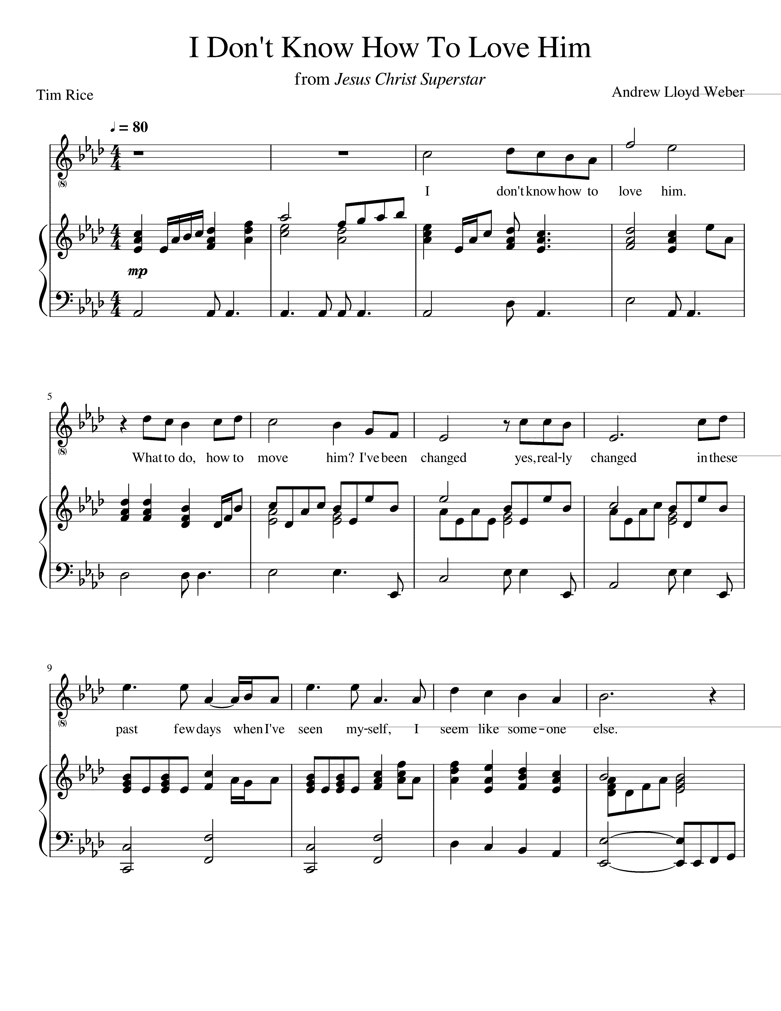 Partitura I Don't Know How To Love Him