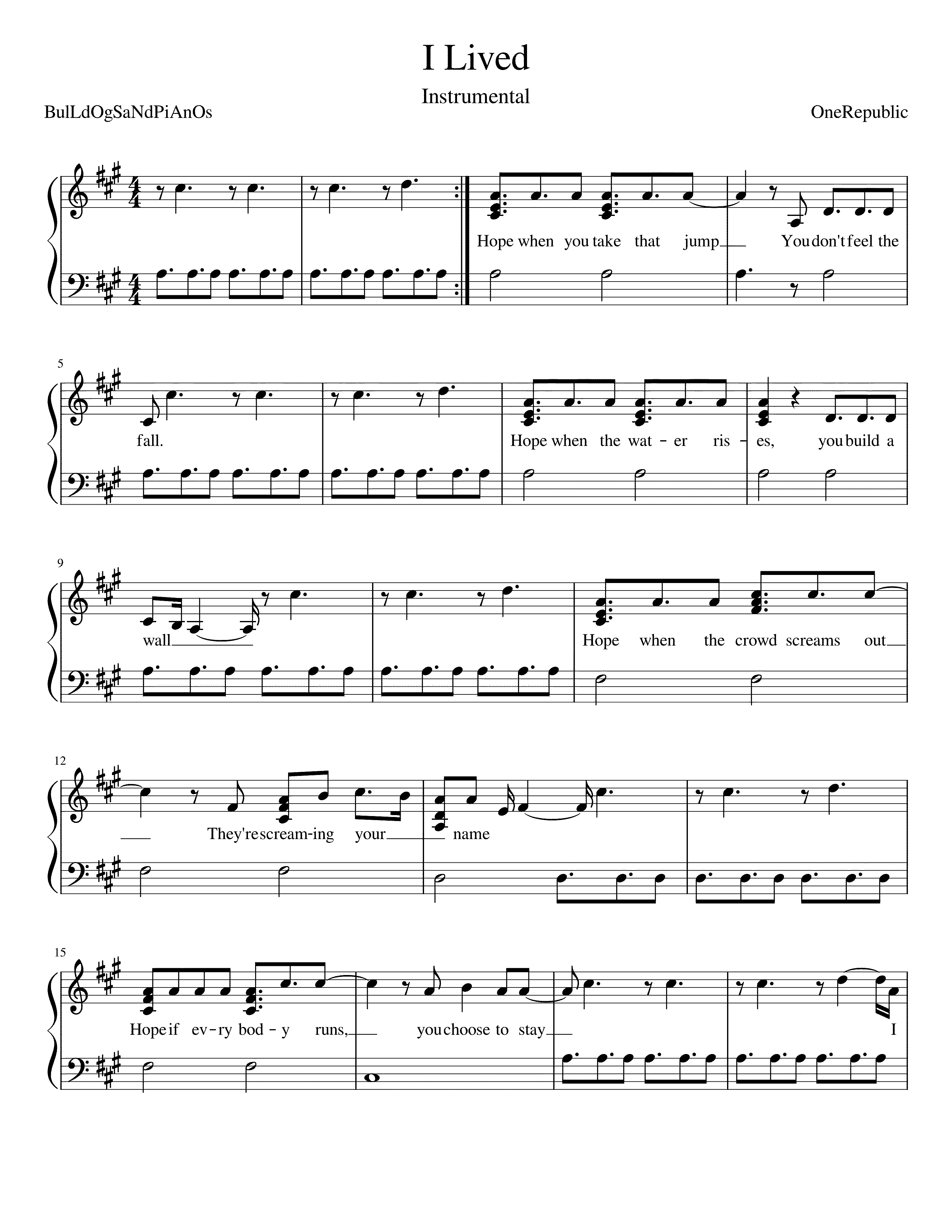 Partitura I Lived