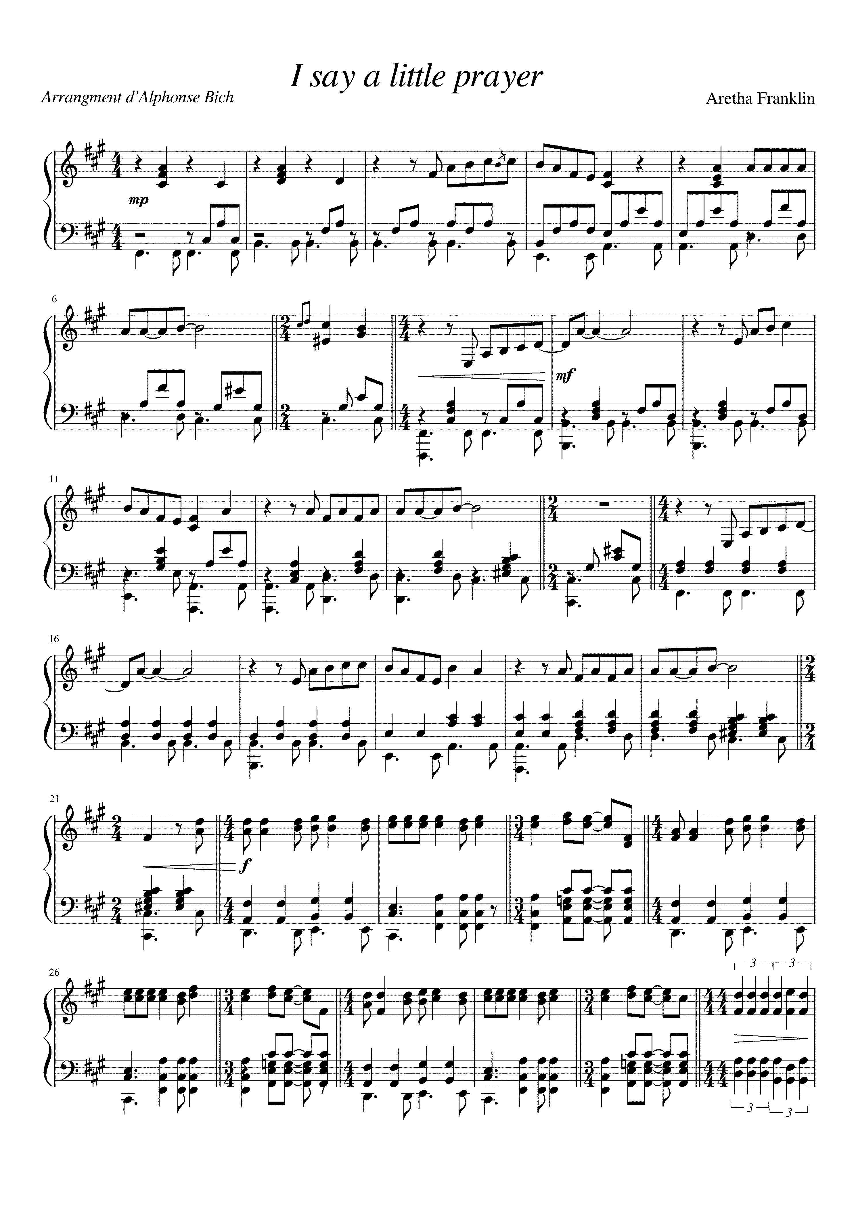 Partitura I Say a Little Prayer