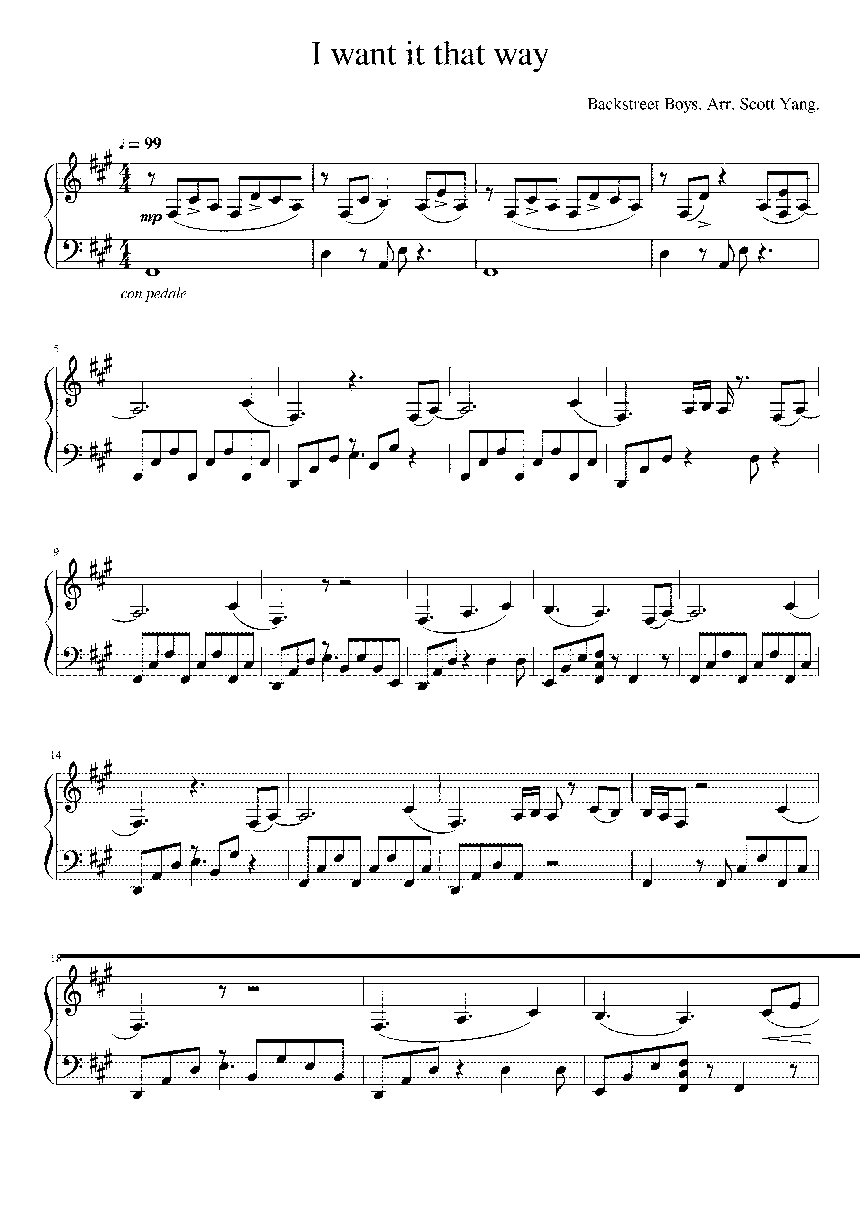 Partitura I Want It That Way