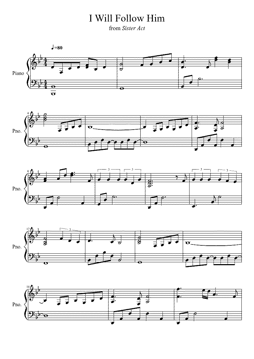 Partitura I Will Follow Him Sister Act
