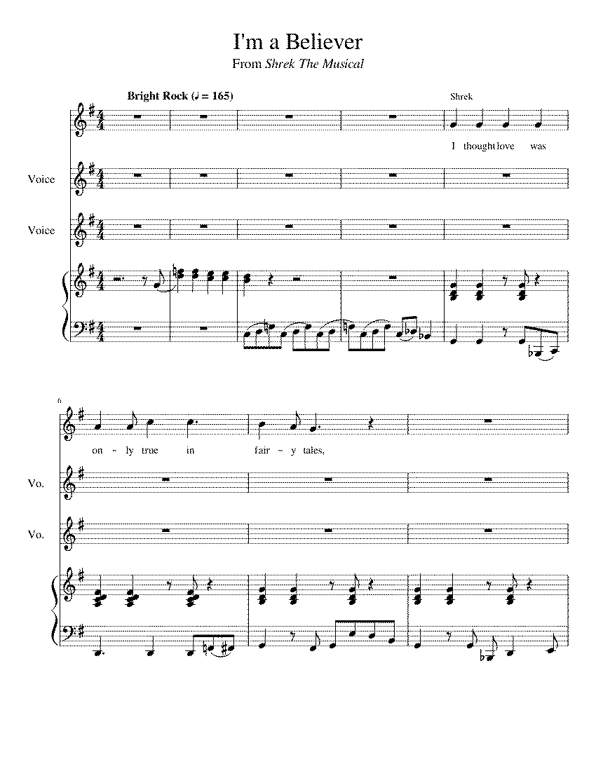 Partitura I'm a Believer Shrek