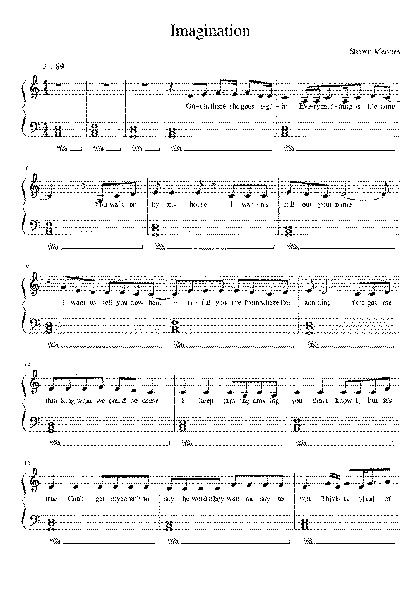 Partitura Imagination Shawn Mendes