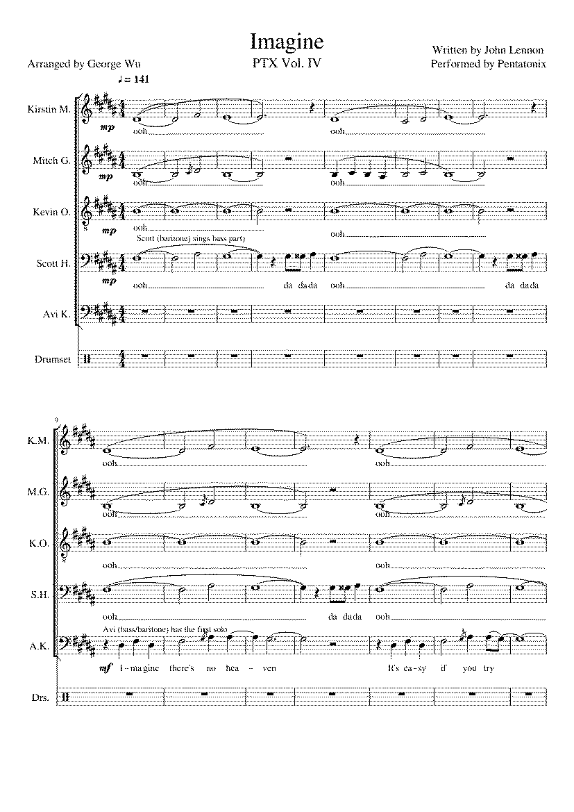Partitura Imagine Pentatonix