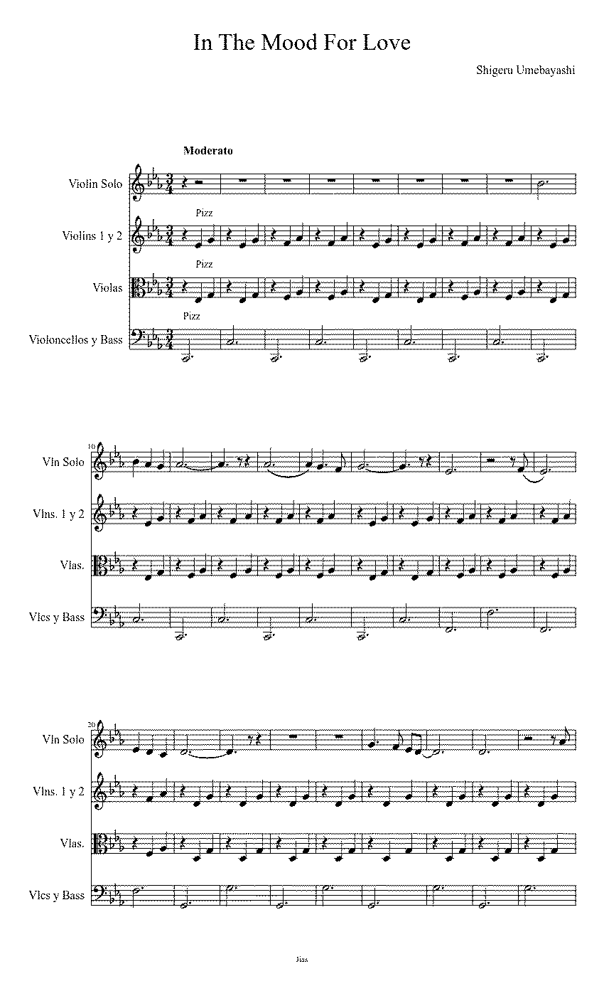 Partitura In The Mood For Love - Shigeru Umebayashi