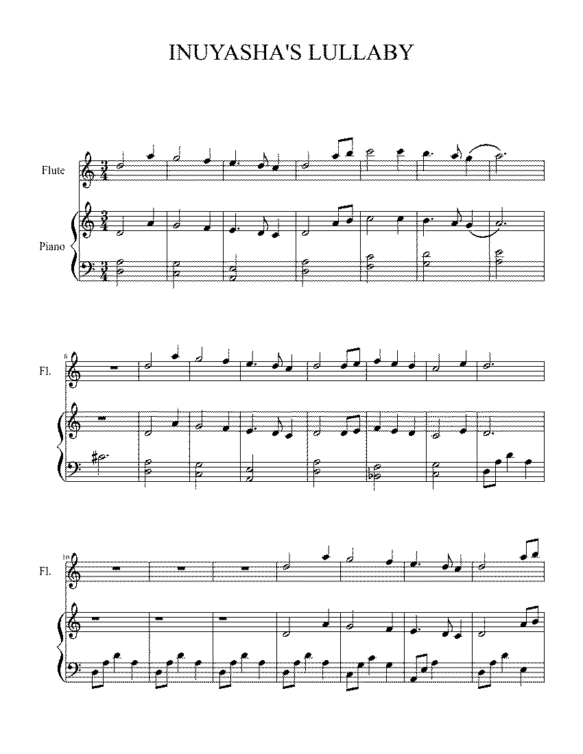 Partitura Inuyasha's Lullaby
