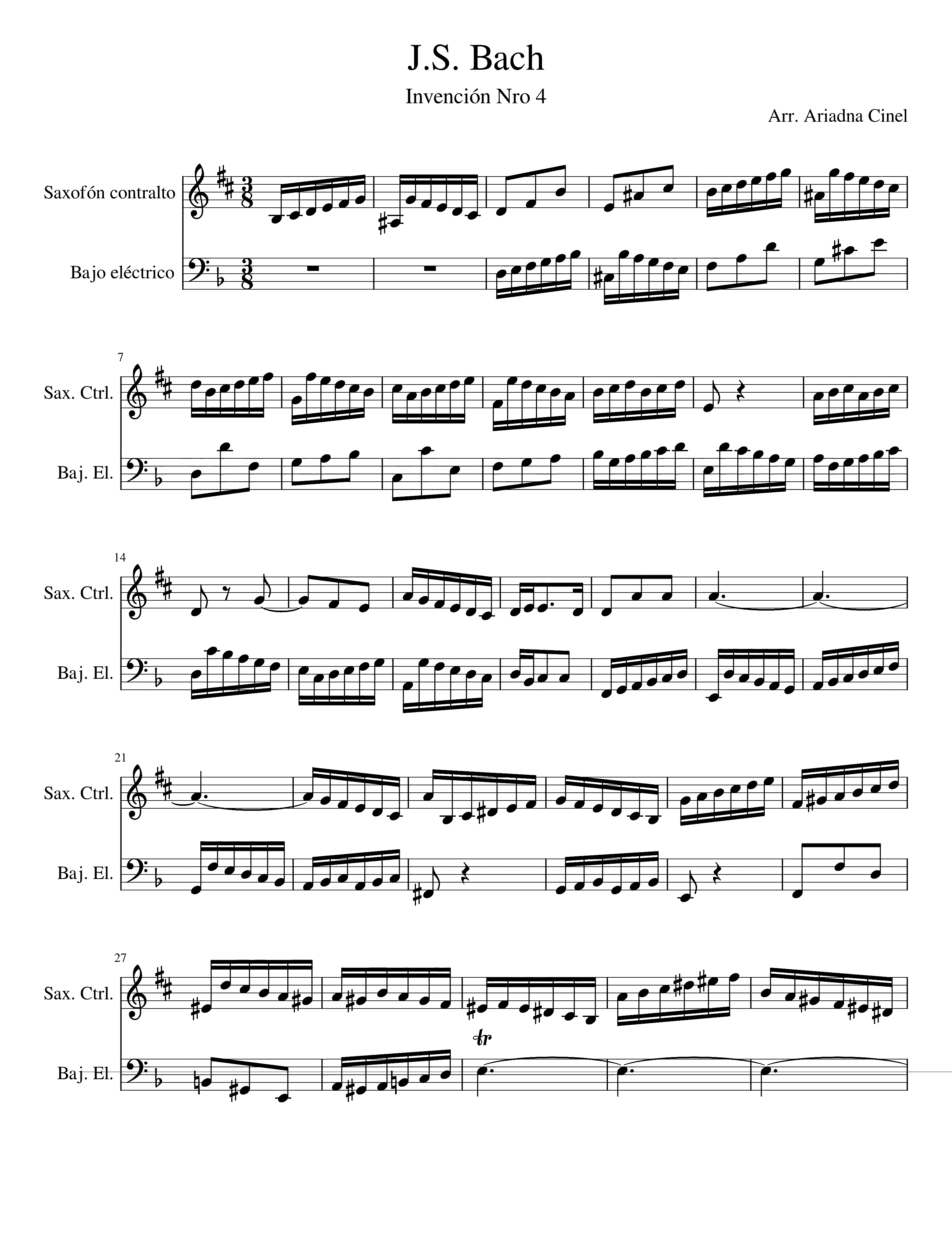 Partitura Invencion 4 Bach