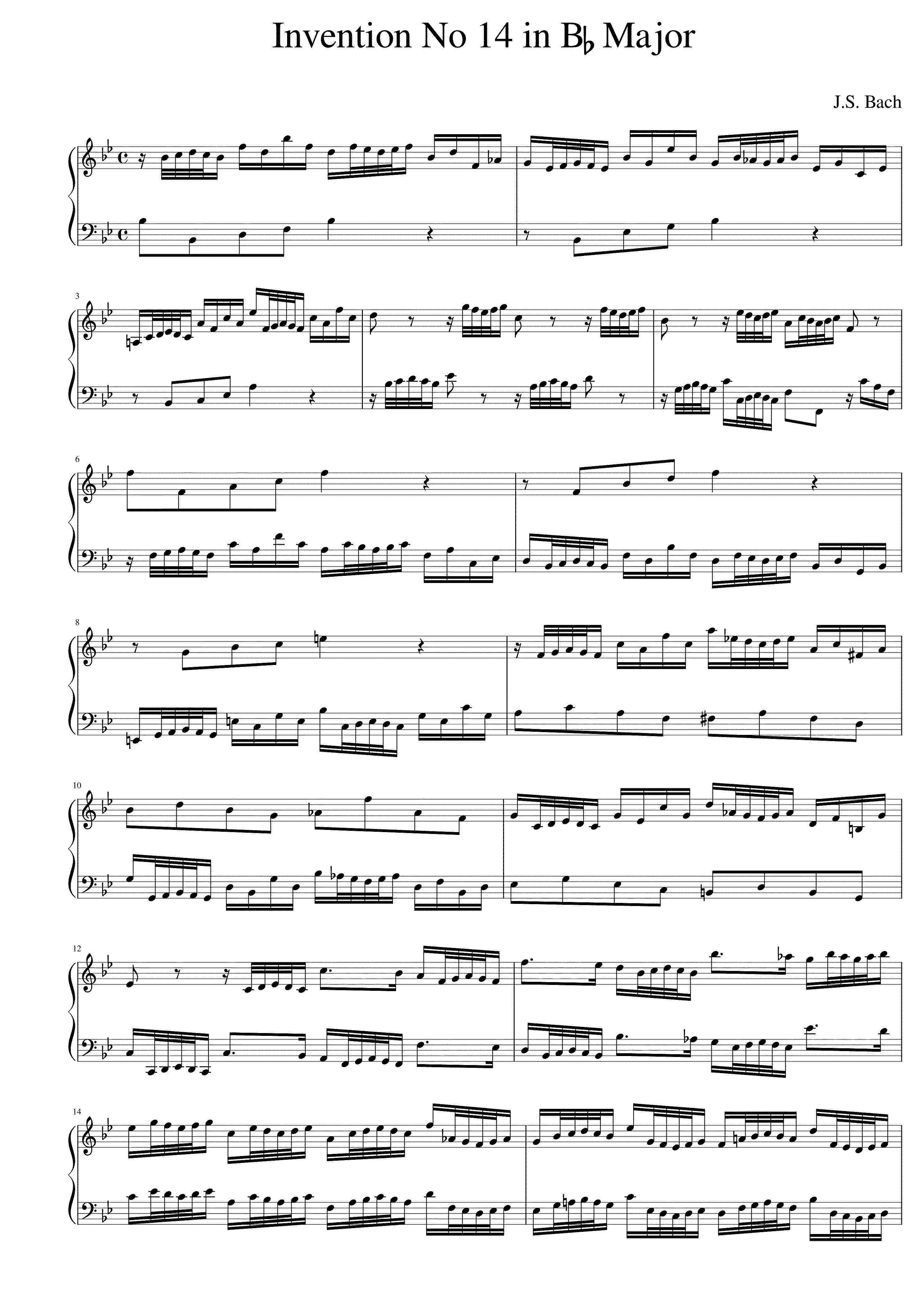 Partitura Invention 14 Bach