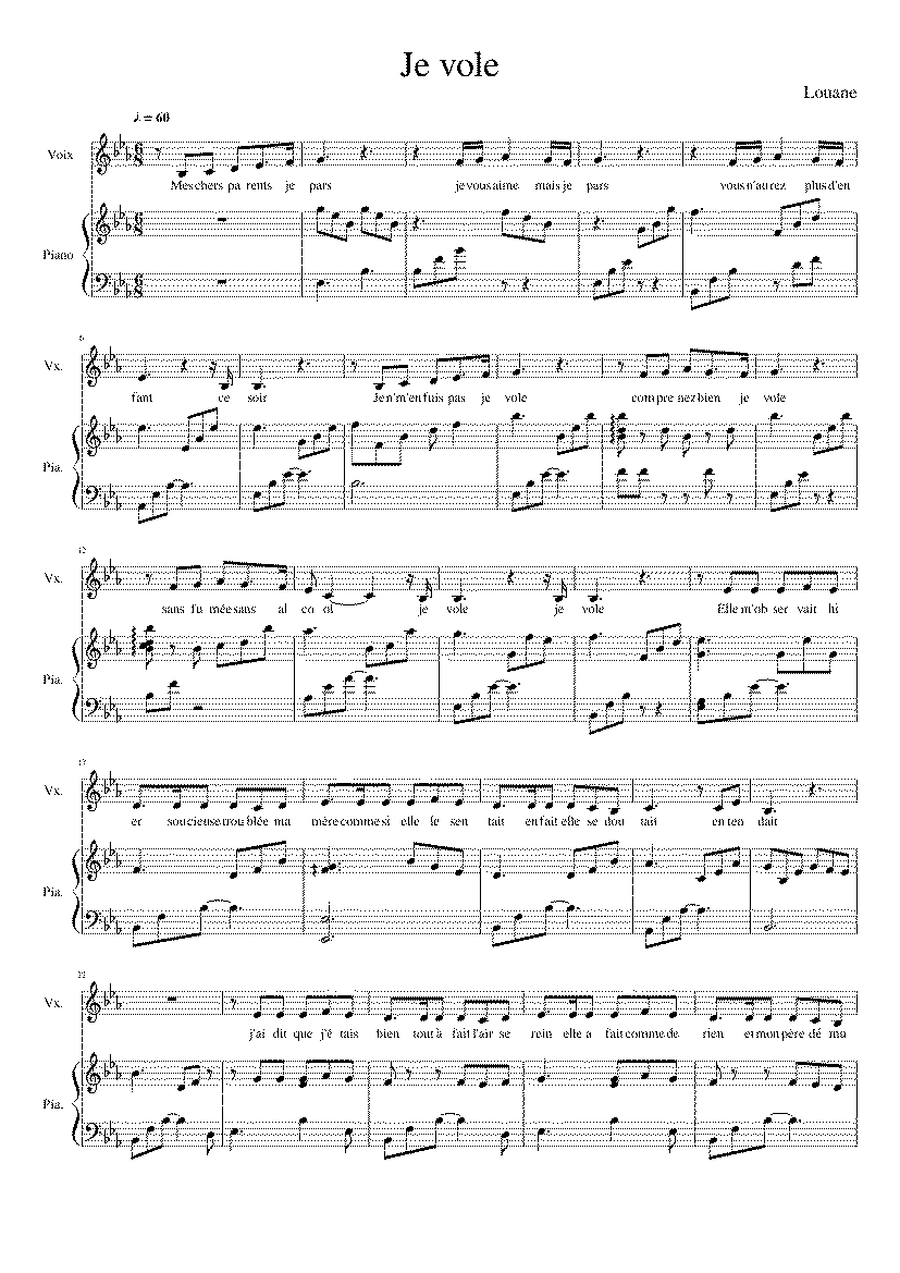 Partitura Je Vole Louane