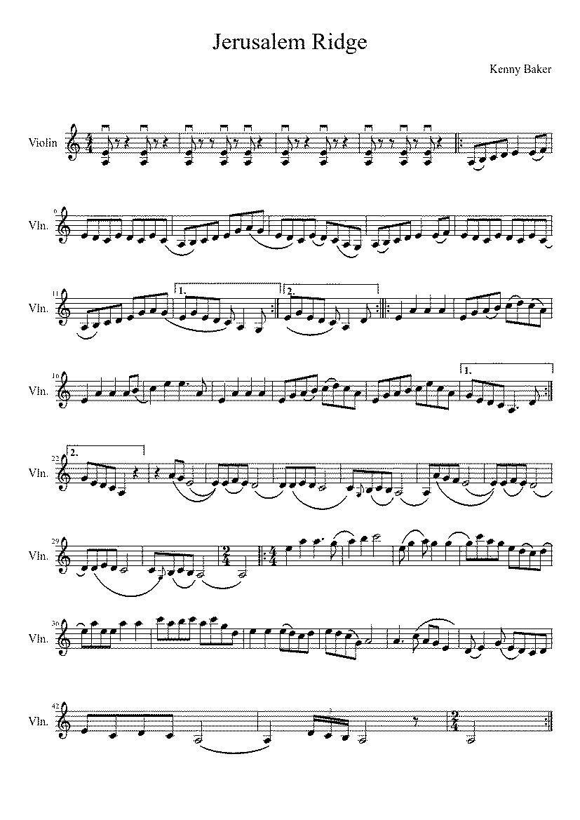 Partitura Jerusalem Ridge