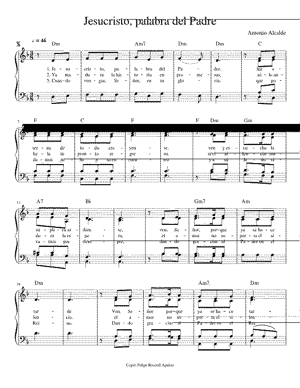 Partitura Jesucristo Palabra del Padre