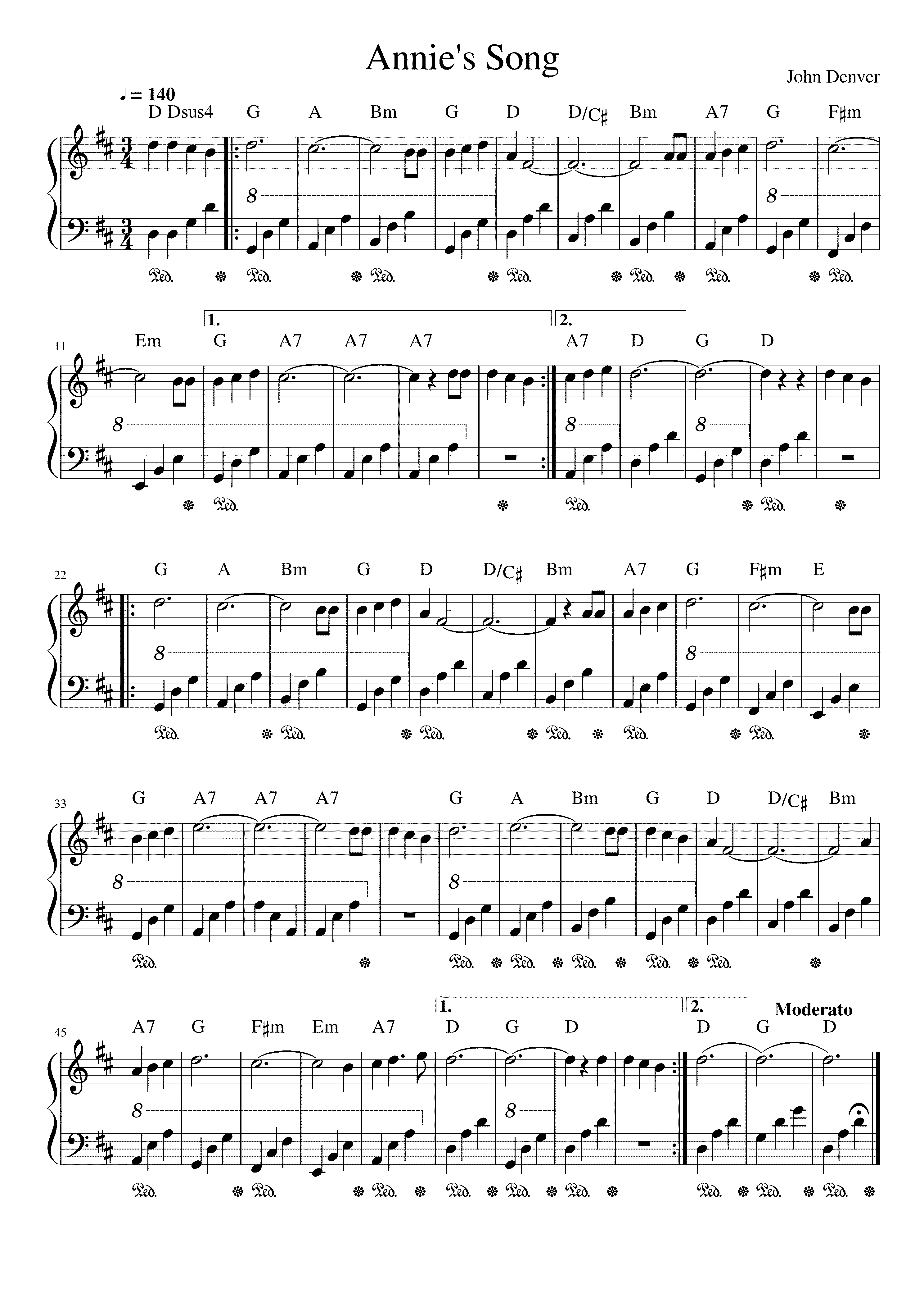 Partitura John Denver Annie's Song