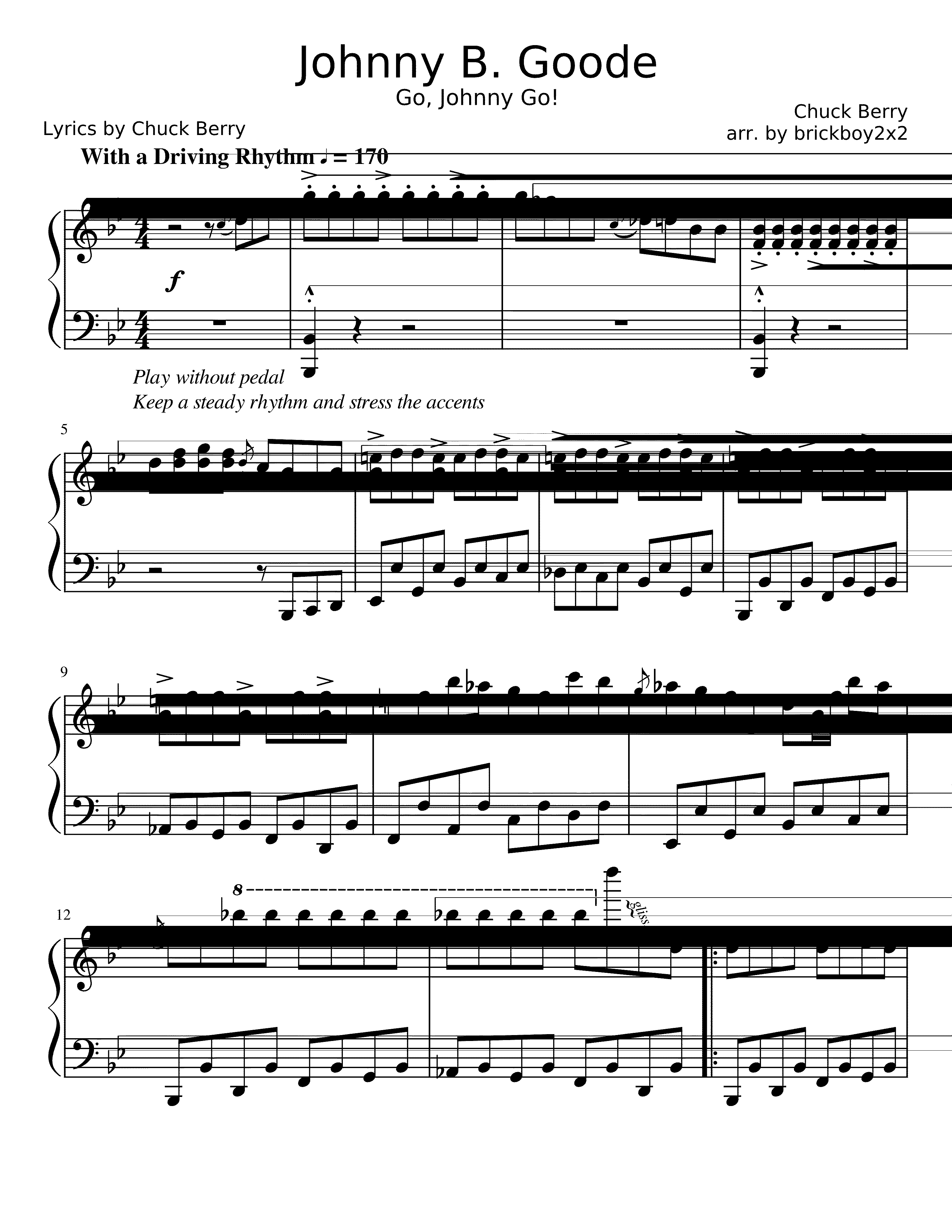 Partitura Johnny B Good
