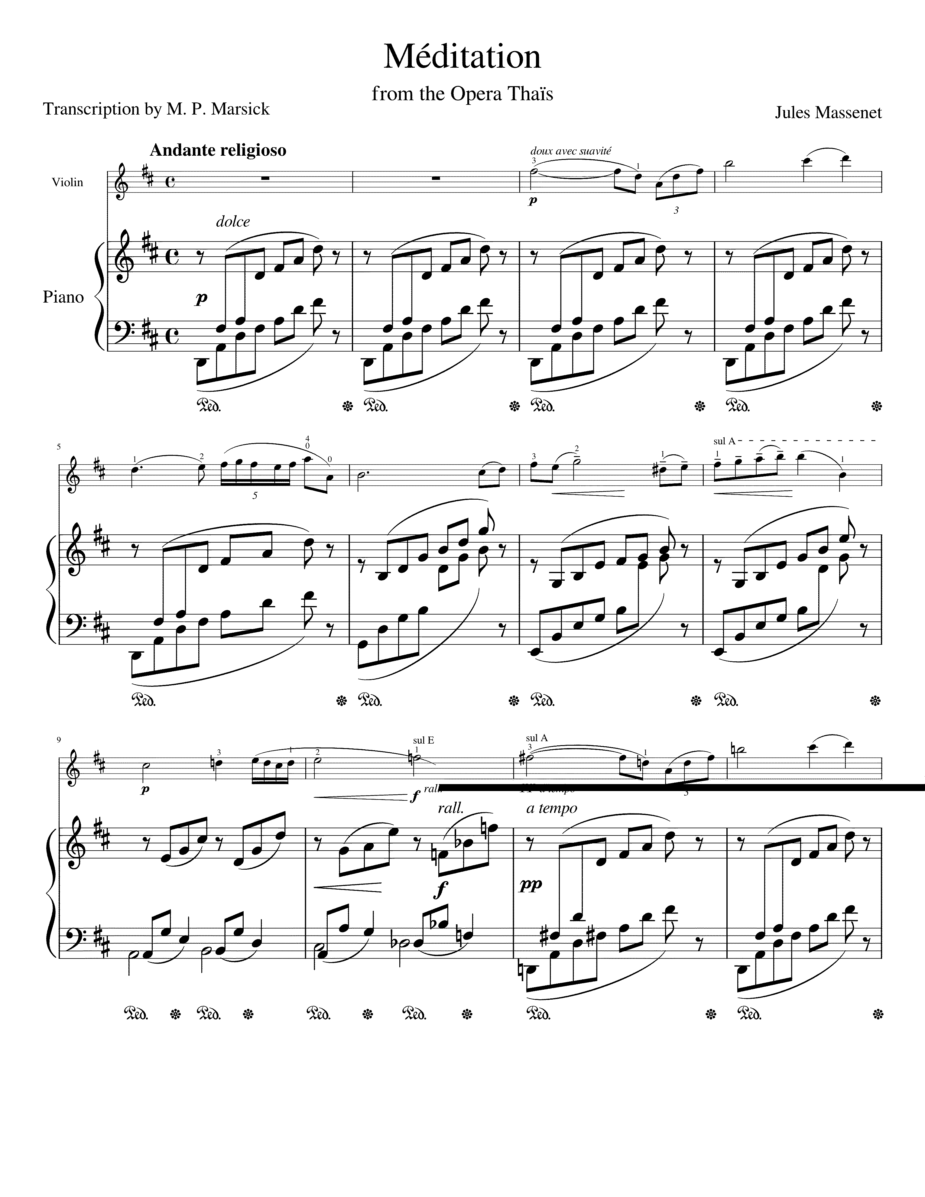 Partitura Jules Massenet Meditation