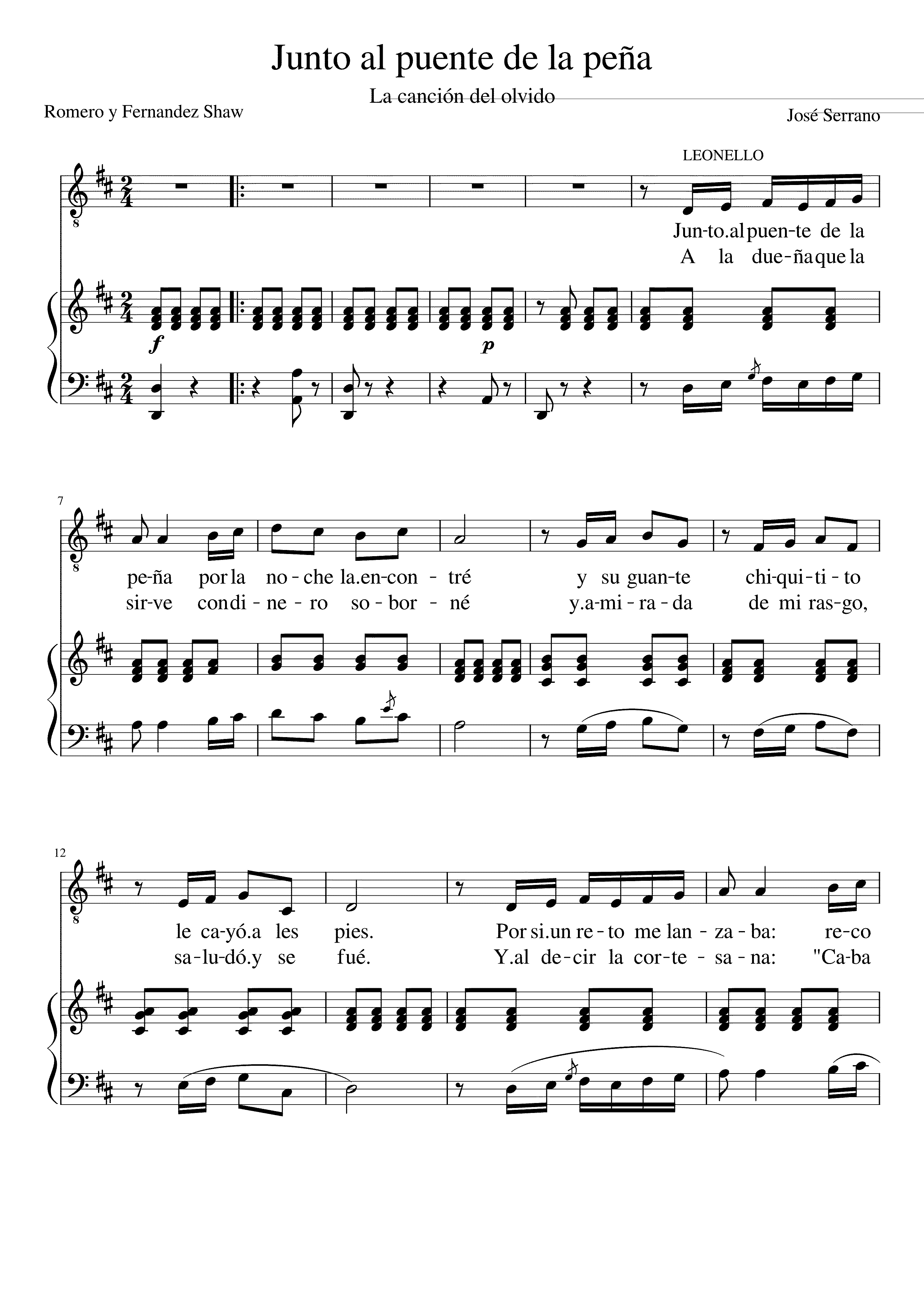 Partitura Junto Al Puente de la Peña
