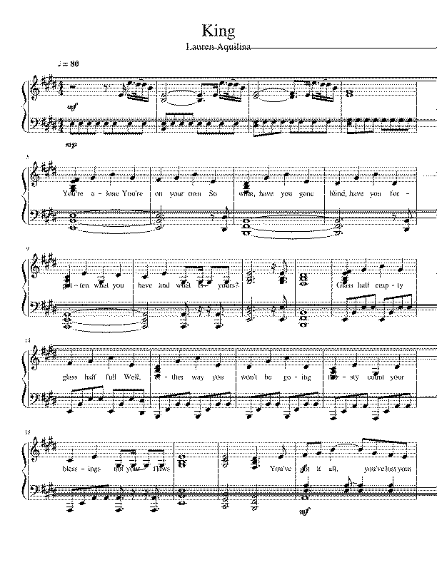 Partitura King Lauren Aquilina