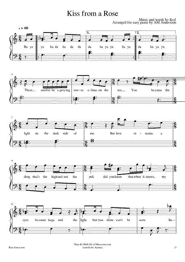 Partitura de Kiss From a Rose