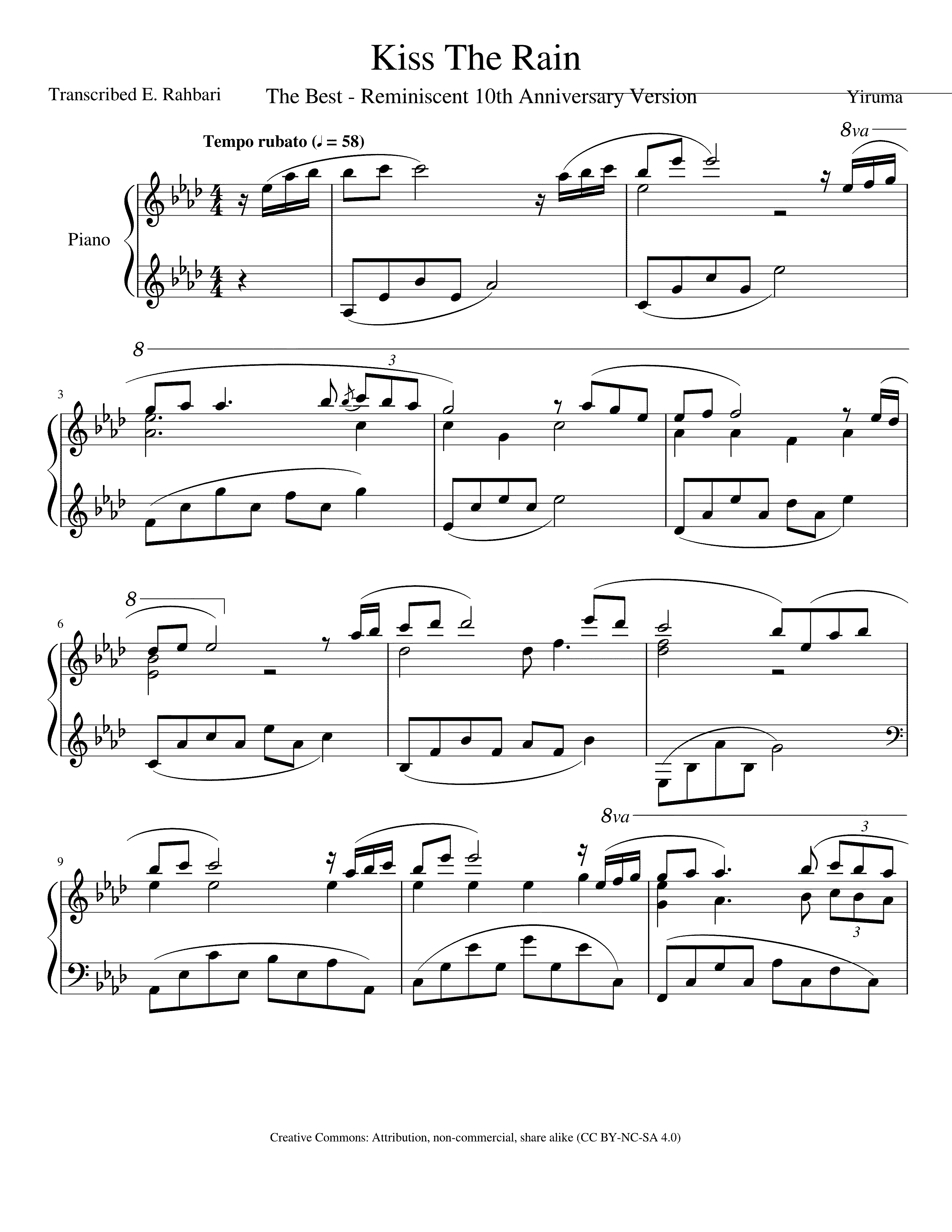 Partitura Kiss The Rain
